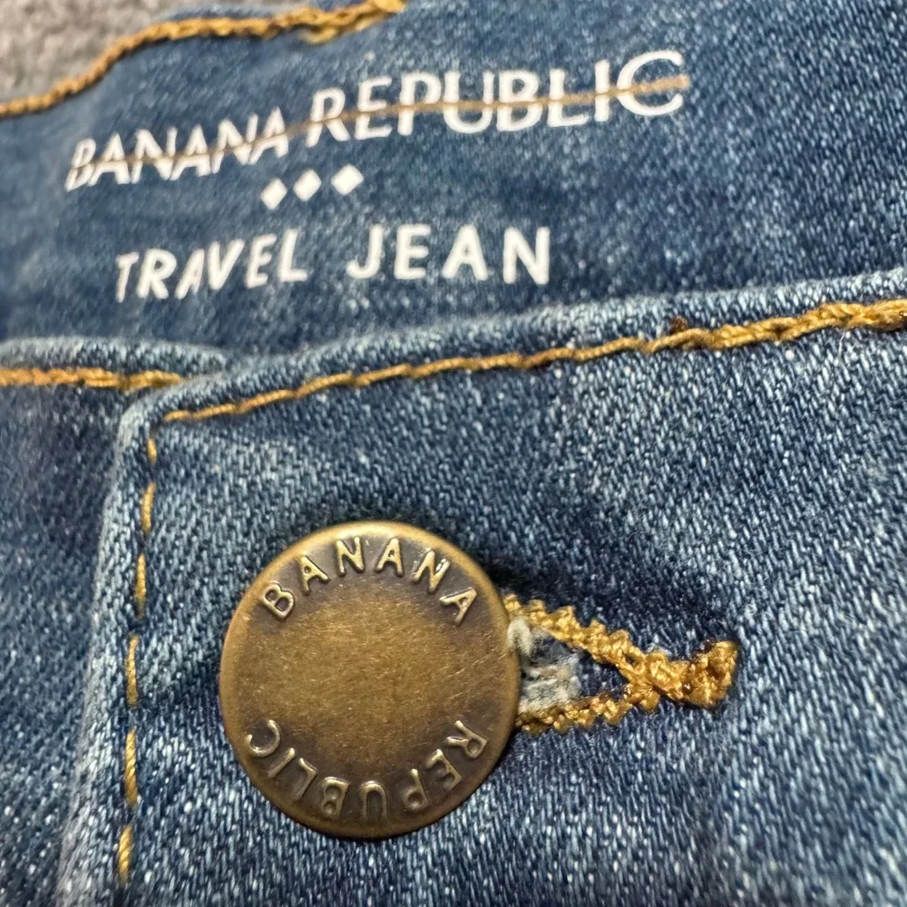 Banana Republic Mens Travel Jean 34x32 Slim Fit Fade Blue Denim Washwell Stretch